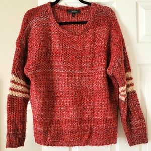 Jessica Simpson Red Marble Like Varsity Sweater Size Large